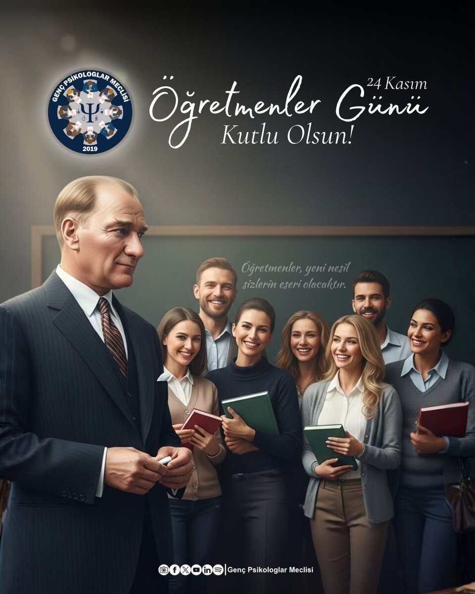 Başta Başöğretmen Gazi Mustafa Kemal Atatürk ve şehit öğretmenlerimiz olmak üzere, 
ebediyete intikal eden tüm öğretmenlerimizi saygı, şükran ve rahmetle anıyoruz. Tüm öğretmenlerimizin 24 Kasım 
Öğretmenler Gününü kutlar, saygı ve sevgilerimizi sunarız.💙🙏🏻

#öğretmenlergünü