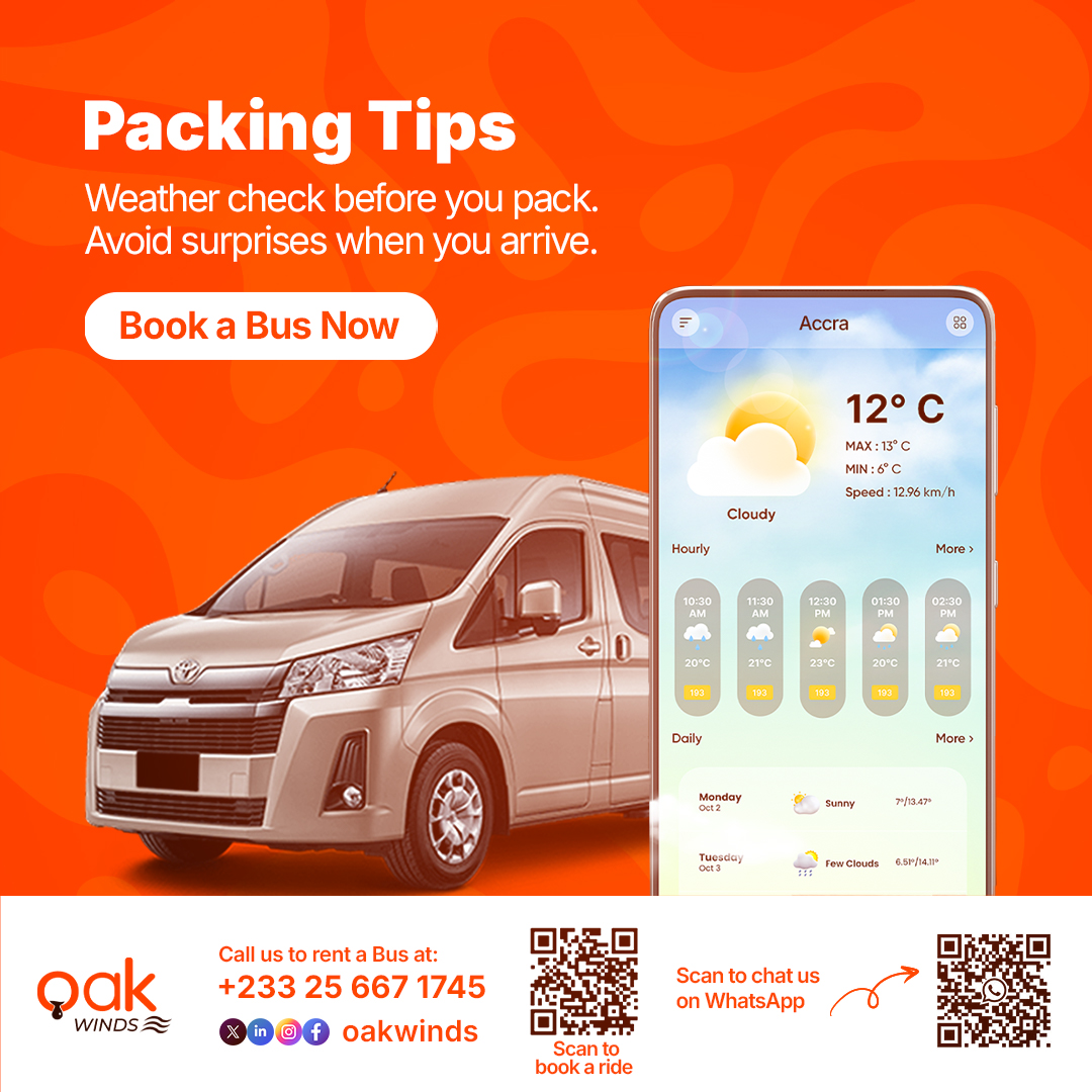 oakwinds_'s tweet image. Check the weather ahead and pack right, so nothing surprises you when you land.
#traveltips #smartpacking #oakwinds #busrentalservice