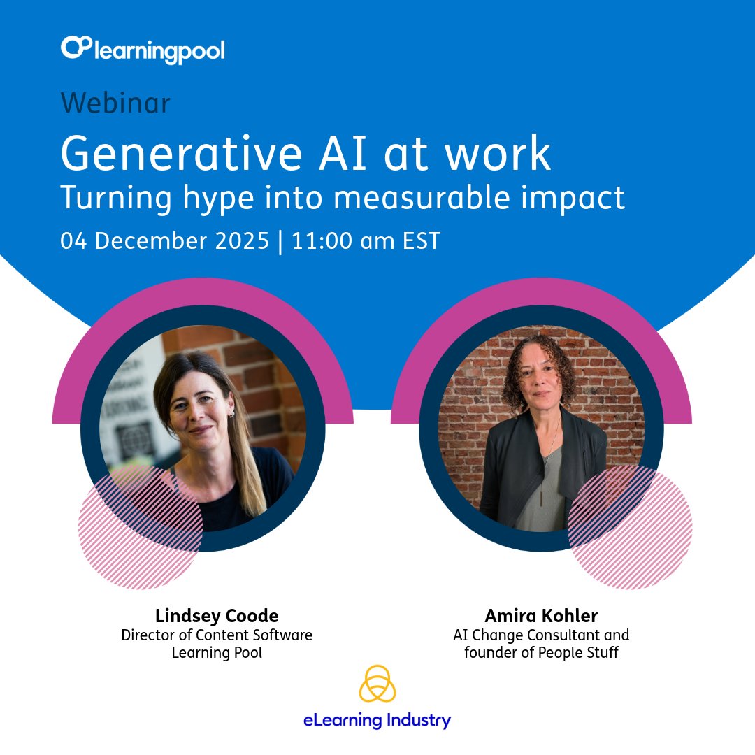 LearningPool's tweet image. How can your organisation harness AI responsibly? 🤔
Join Director of Content Software Lindsey Coode and AI Change Consultant, Amira Kohler in this @elearnindustry webinar on balancing innovation with governance.

Register: hubs.ly/Q03VB8-d0

#AI #WorkplaceLearning