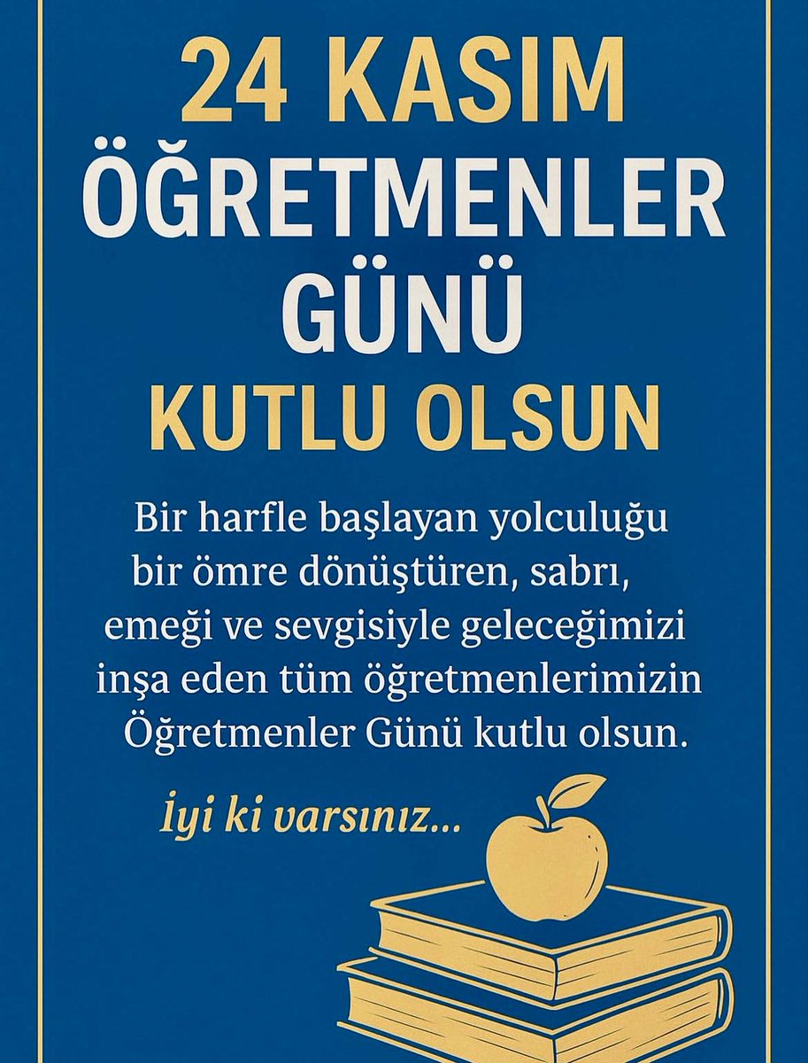 📚 *Öğretmenler Günü Kutlu Olsun!* 👩‍🏫👨‍🏫
Geleceği inşa eden, bilgiyle yolumuzu aydınlatan, sabırla ve sevgiyle nesiller yetiştiren tüm öğretmenlerimizin 24 Kasım *Öğretmenler Günü*’nü en içten dileklerimizle kutluyoruz.
   <a href="/Sdka_Aydin/">Sıdıka AYDIN</a> <a href="/_aliyalcin_/">Ali YALÇIN</a> <a href="/MemurSenKadin/">Memur-Sen Kadın Komisyonu</a>