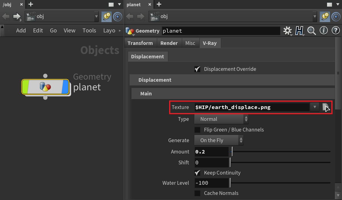 kuramaKageya's tweet image. Vray for Houdiniでの、Displacementの適用方法

1. 一つのDisplacementを適応するなら、obj階層でマテリアルをアサイン
2. 複数のDisplacement Mapを適用したいなら、sop階層でPackしてからMaterialをアサイン

#houdini #sidefx