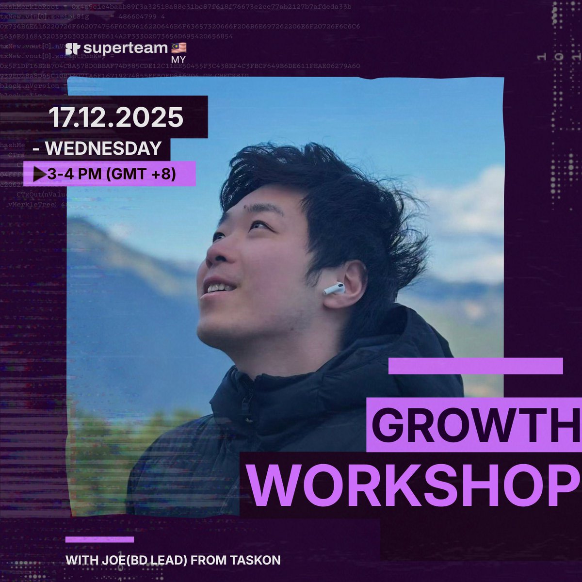 SuperteamMY's tweet image. 1/ @SuperteamMY x @taskonxyz Growth Workshop
If you’re building on @solana and need users (everyone does), this one is for you.
TaskOn is one of the top quest platforms in Web3, and they’re running a live growth session for our community on Dec 17, 3pm.