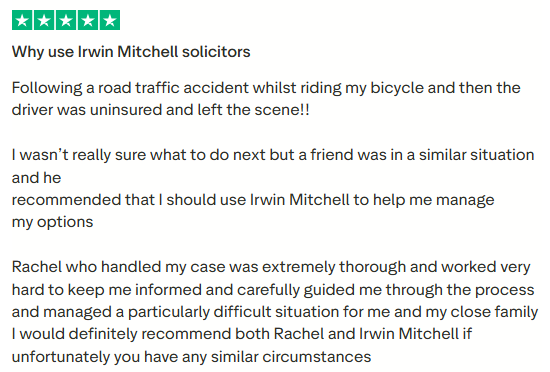 Great start to the week, my fabulous colleague Rach Wason receiving 5* Trustpilot review <a href="/PIandMedNeg/">Irwin Mitchell Personal Injury & Med Neg</a> #experthandhumantouch