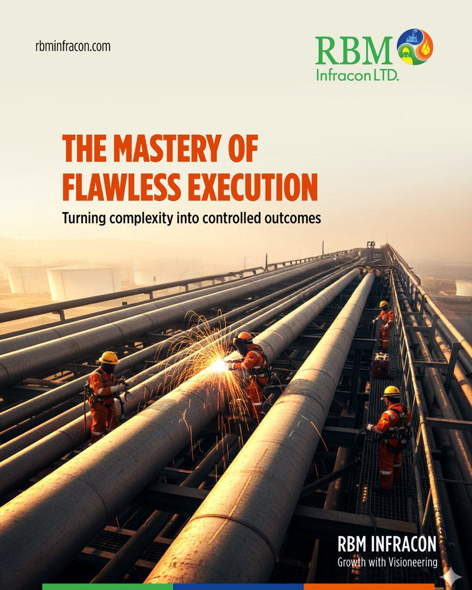 RBMInfraconltd's tweet image. Flawless execution isn’t just a promise at RBM INFRACON,it’s the discipline behind every pipeline, structure, and challenge. Precision is our culture, shaping the future of energy infrastructure.