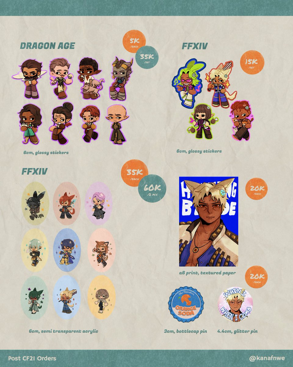 makaIaure's tweet image. [shares appreciated!]  

post cf21 orders are now open! 

📅 24 nov - 2 dec
💌mail orders (jne)
💝oc zine, ffxiv, ff7, mcr, dragon age, haikyuu, re4, tolkien, movies, wol trades    
🔗forms.gle/mw1nNbiVKTAvjz…

#comifuro21 #cf21catalogue