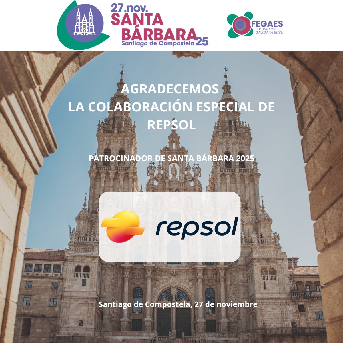 FEGAES_'s tweet image. FEGAES agradece a Repsol su participación como Patrocinador Especial de #SantaBárbara2025.
Liderazgo, energía e innovación para el futuro del sector.
#FEGAES2025 #Repsol #TransiciónEnergética #EstacionesDeServicio
