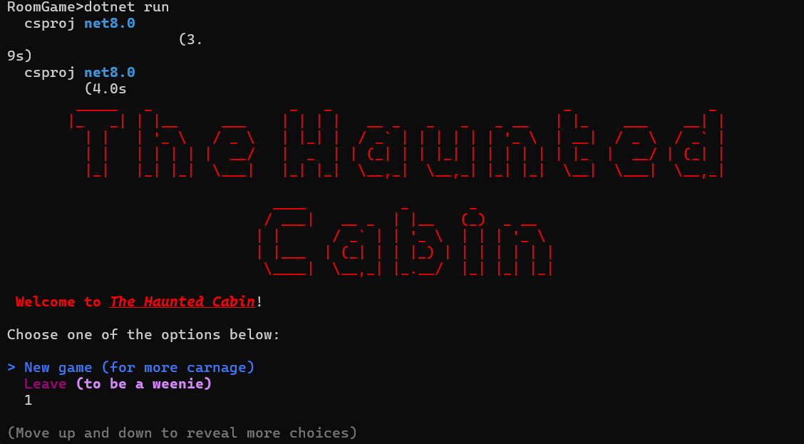 valerkahere's tweet image. Day 97/100 🔥 #100DaysOfCode

User experience is not a domain exclusive to the GUI.

Integrating the Spectre.Console library into my C# escape room. Even a simple terminal application can, and should, be a well-crafted, visually coherent experience.

#DotNet #dotnetprogramming