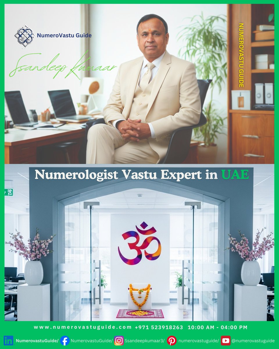 SsandeepKumaar's tweet image. Align your Life in the UAE! Ssandeep Kumaar specializes in balancing Vastu Directions with Numerology Charts to boost your financial stability and personal growth. Get 100% accurate results.

#VastuDirections #NumerologyChart #FinancialStability #UAEBusiness #LifeAlignment