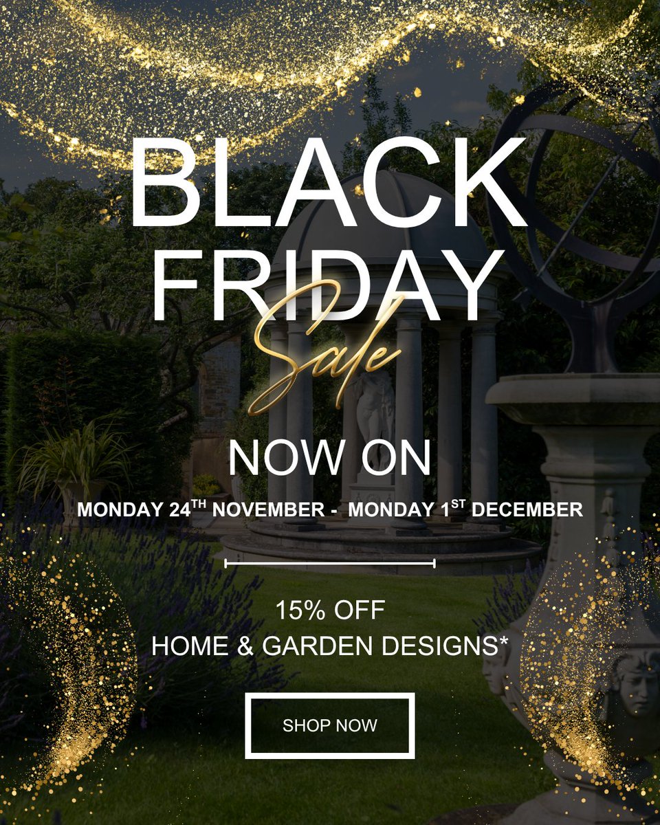 OUR BLACK FRIDAY SALE IS NOW ON! 

Don’t miss your chance to elevate your garden with Haddonstone’s finest stonework, now with 15% off for one week only. 

Discover our full range and find out more on our website,
bit.ly/4998cbu