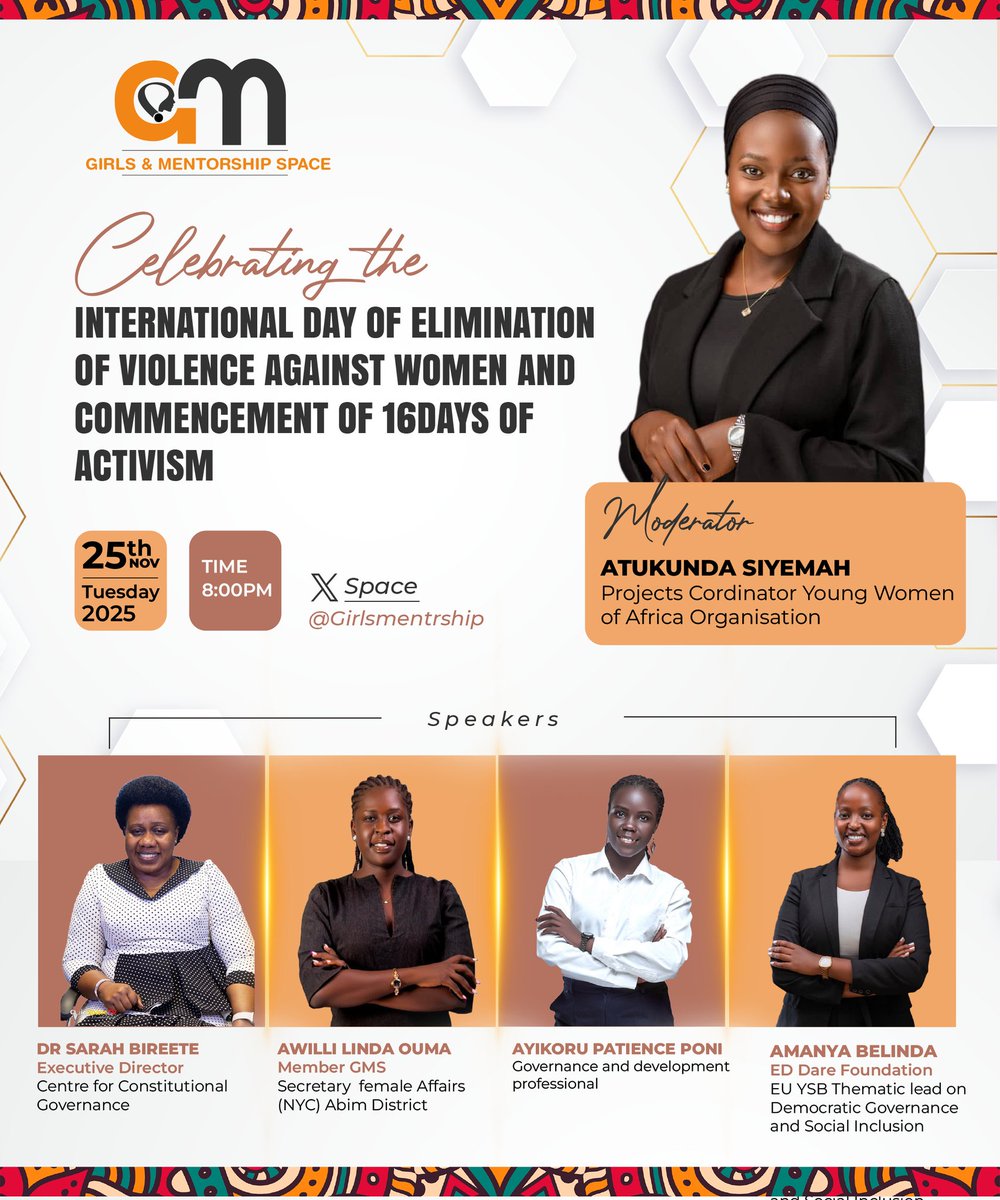 Join us tomorrow at 8:00pm  as we deliberate &amp;commemorate the International Day for the Elimination of Violence Against Women(UNiTE! Invest to Prevent Violence Against Women &amp; Girls)and to kick off the 16 Days of Activism(UNiTE to End Digital Violence against All Women &amp;Girls)