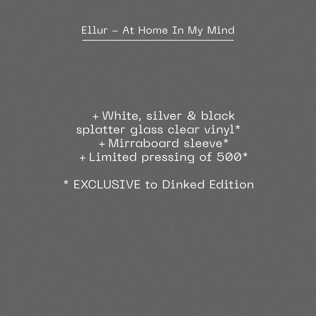 ⚪Dinked Edition 380⚪

Ellur's debut album At Home in My Mind is an open invite into the world and is a brutally honest reflection on life in your emerging 20s - an arm extended out, looking for people who need a hand to hold.

Pre-order: reflexrecordshop.com/product/85010/…