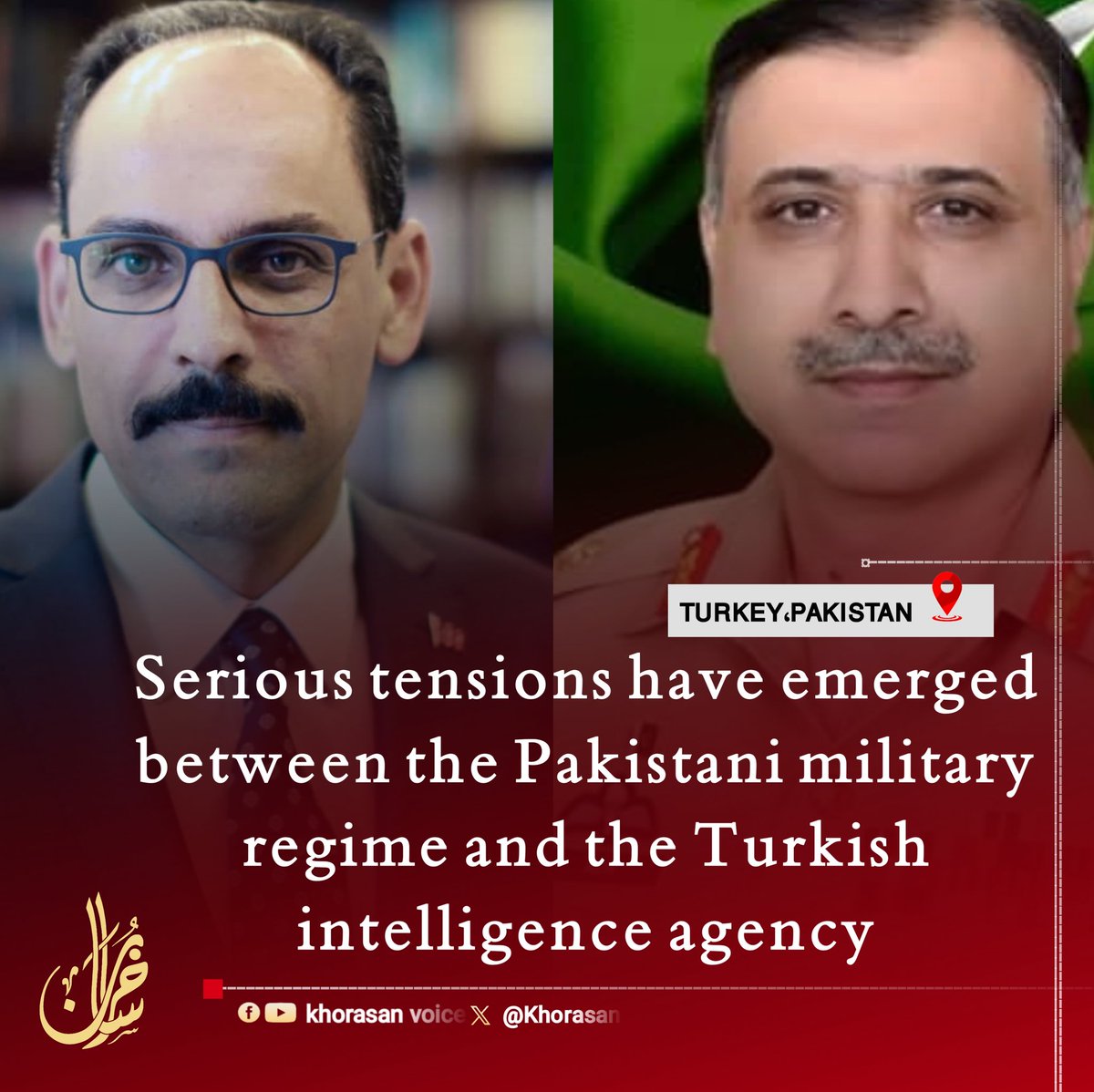 KhurasanEng0's tweet image. BREAKING NEWS 🚨 🇵🇰🇹🇷
Reliable sources report that tensions have emerged between the Pakistani military establishment and Turkish intelligence.

According to these sources, the chief of Turkey’s intelligence service is displeased with Pakistan’s Army Chief, Asim Munir, because…