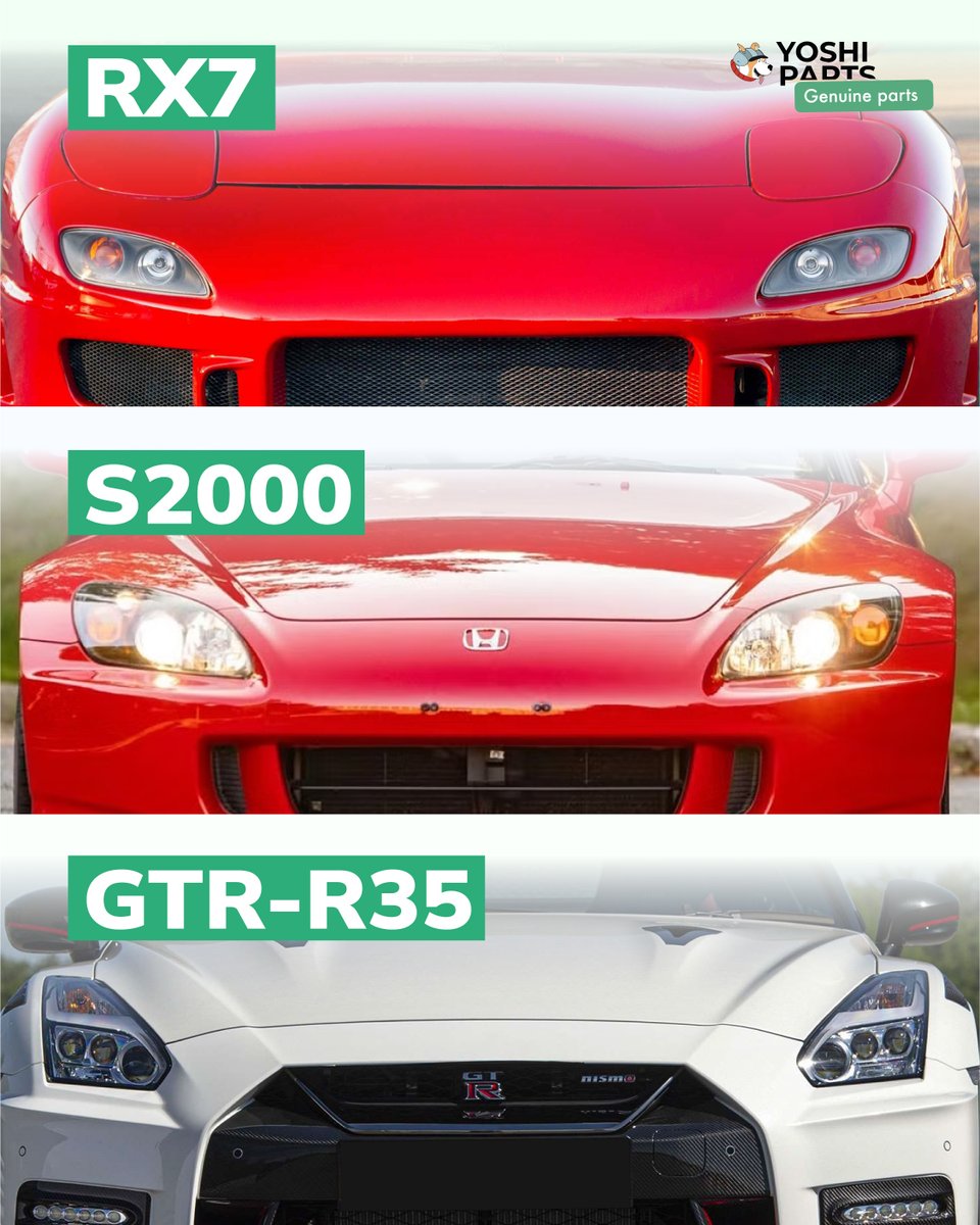 🚘Headlights of the three JDM legends: Mazda RX-7, GT-R R35, Honda