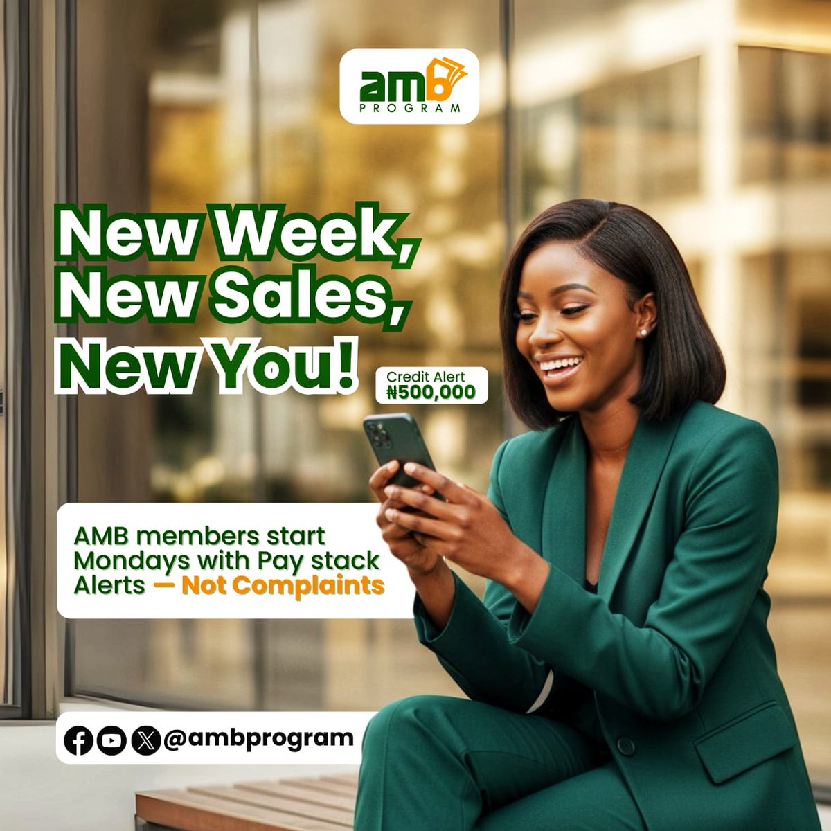 ambprogram's tweet image. New week. New sales. New YOU. 

Success doesn’t answer to intentions,  it answers to EXECUTION.

While some people start Monday with complaints…
AMB members start it with PAYSTACK alerts. 📩✅

Cheers to a productive and profitable week 🥂