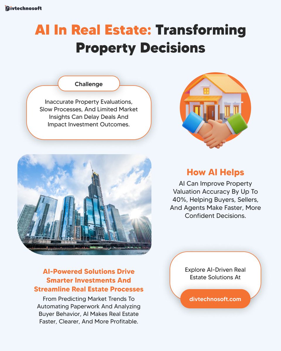 divtechnosoft's tweet image. Real estate decisions shouldn’t be guesswork.

AI delivers clearer valuations, smarter insights, and faster deals.

Discover how AI can streamline your #RealEstate operations and boost your investment outcomes with @divtechnosoft 

#PropTech #AIinRealEstate #SmartInvesting