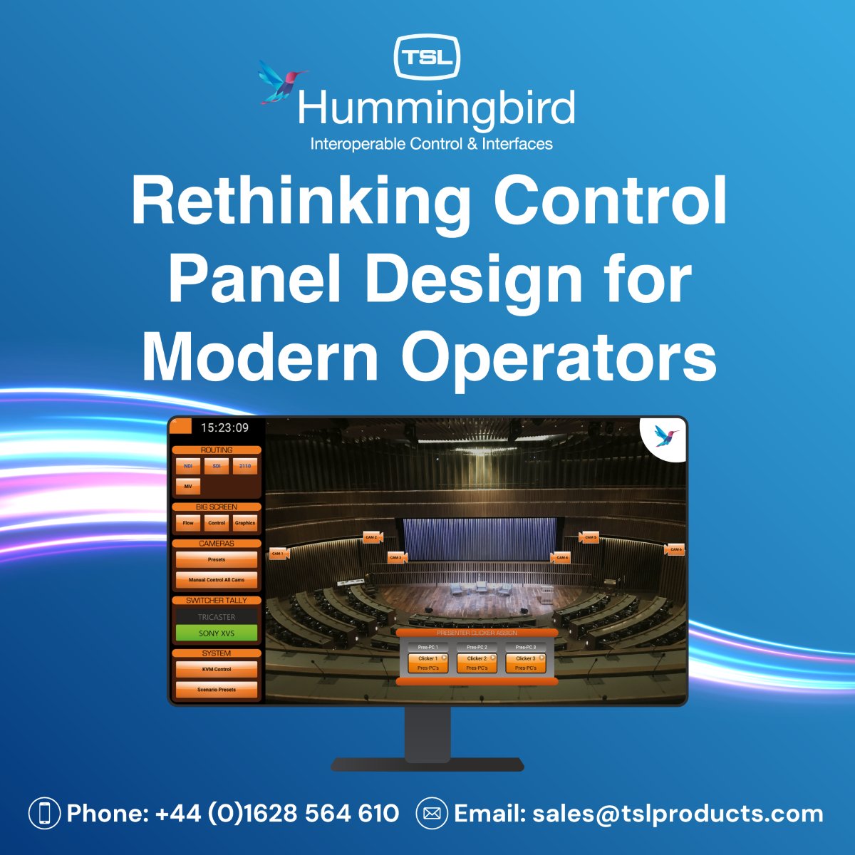 TSL_Products's tweet image. Control interface design should support the operator, not slow them down. That’s why TSL Hummingbird HMIs prioritise ease of configuration with clarity and efficiency of use.

#TSL #Hummingbird #BroadcastEngineering #ControlDesign #HMI