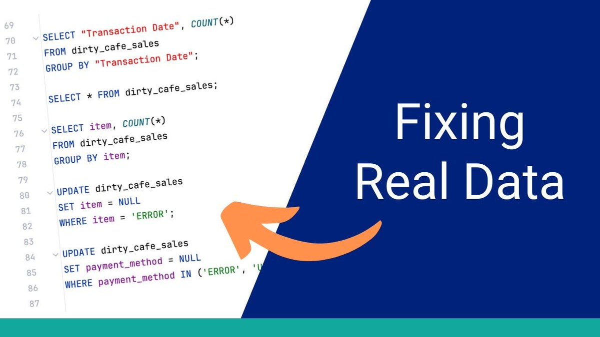 reisquarteu's tweet image. Dirty Data? Fix It Like This in #SQL: youtu.be/UlNJ1sIsHec #Databases #DBMS #tutorial