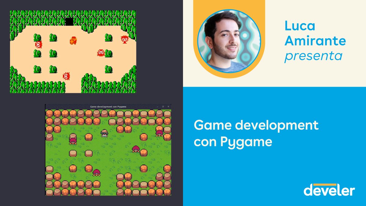 develer's tweet image. 🎥 Game development con Pygame - Luca Amirante
Guarda 👉 youtu.be/oFJqv8sVY8M

💡Esamineremo i temi e i pattern del #gamedevelopment con la libreria #Python “#Pygame”.