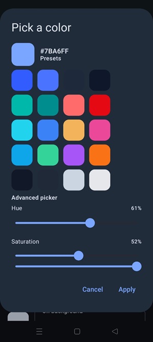 SMARTWAVE954536's tweet image. 🎨 Custom themes (new!)

You can now create your own color palette:
• primary
• background
• surface
• accents
• text contrast
Pick colors with HEX values or via presets &amp;amp; advanced sliders.
Your app can finally match your style.