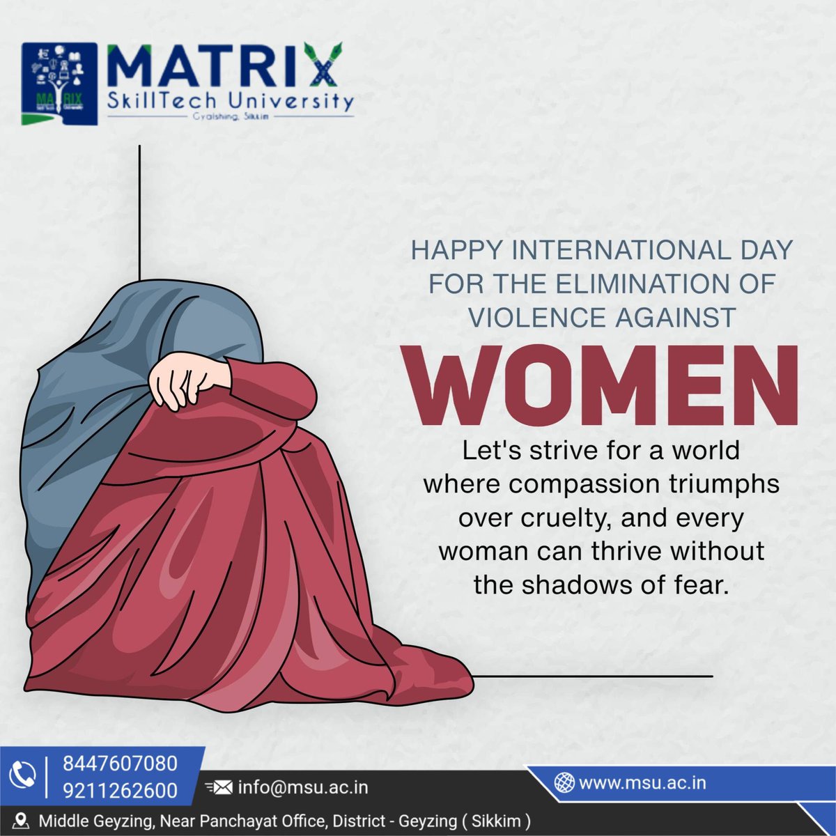university19447's tweet image. On International Day for the Elimination of Violence Against Women, Matrix SkillTech University stands in solidarity with women and girls across the world. 🧡✨
#InternationalDayForTheEliminationOfViolenceAgainstWomen #MSU #MatrixSkillTechUniversity #EndViolenceAgainstWomen