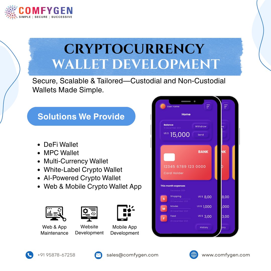 Comfygen_Tech's tweet image. Transform Your Crypto Experience with Secure &amp;amp; Scalable Wallet Solutions 🚀

✨ Solutions Provide:
• DeFi Wallet
• MPC Wallet
• Multi-Currency Wallet
• White-Label Crypto Wallet
• AI-Powered Wallet
• Web &amp;amp; Mobile Crypto Wallet Apps
Explore  here 👉 comfygen.com/crypto-wallet-…
