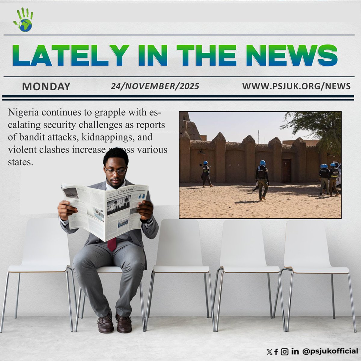 PSJUK_Official's tweet image. Recent updates shed light on ongoing security challenges in Nigeria – from insecurity issues to terrorist attacks and incidents of violence.

Join us as we make efforts to end incessant violence and ensure that there is peace in Nigeria.

Stay in the know psjuk.org/news