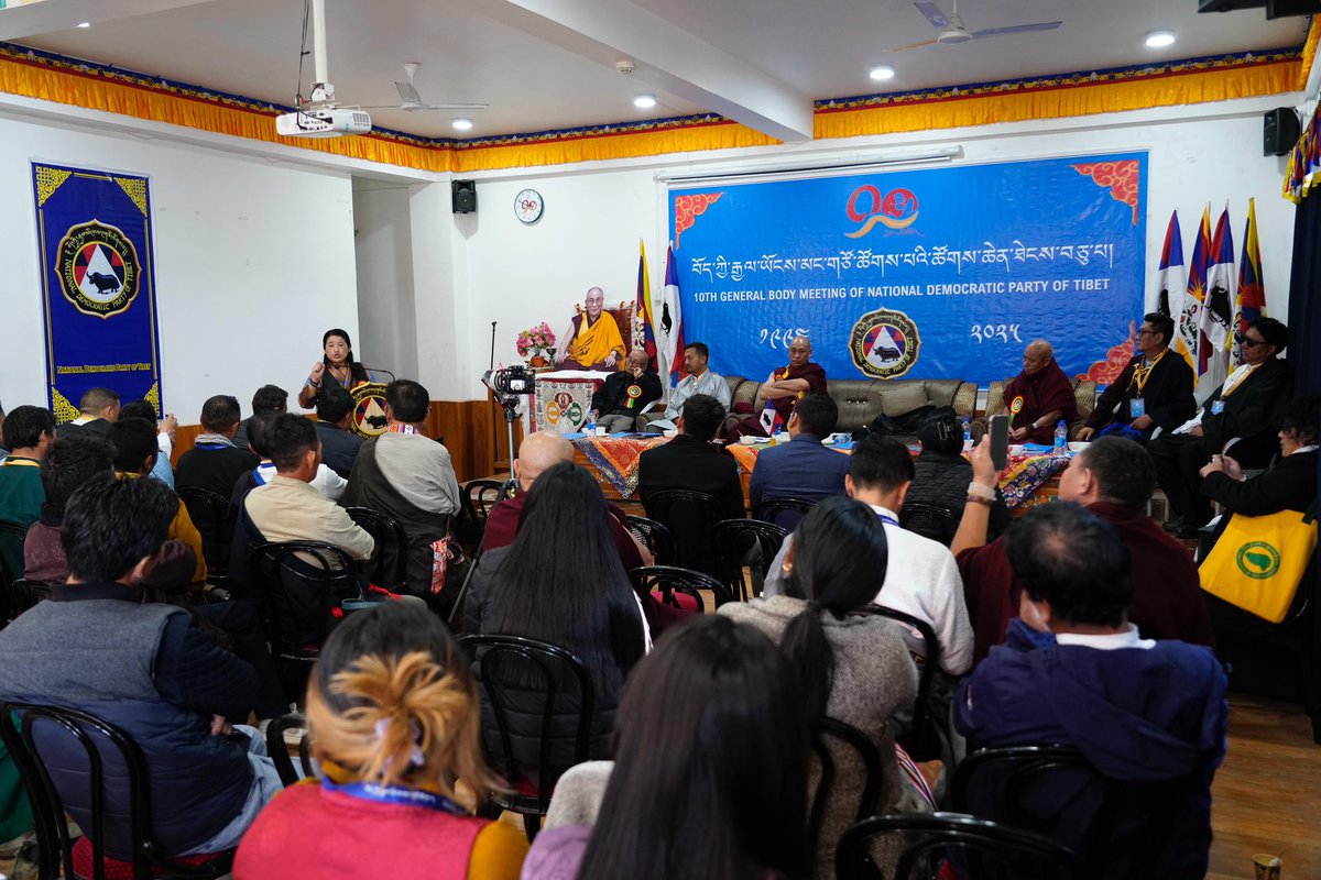 Tibparliament's tweet photo. Parliamentarian Geshe Ngawa Gangri as the Chief Guest, representing the Standing Committee of Tibetan Parliament-in-Exile, attended the inauguration of the National Democratic Party of Tibet's 10th General Body Meeting held earlier this morning on 24 November 2025. https://t.co/SJqrnuwu2U
