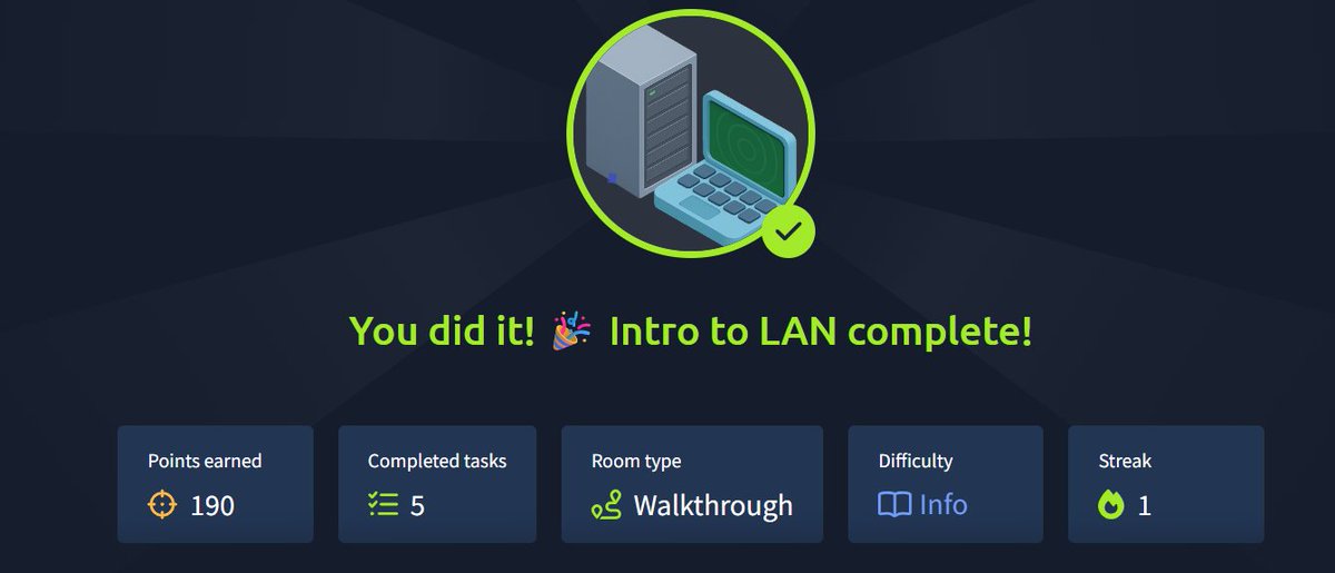 akky743793's tweet image. #RaiseTech
🌟2025.11.24(夜)    
《THM》DAY1:Intro to LAN:1時間

✍感想
🎉ブラックフライデーセール開催されました。(残り3日)

・バックボーンケーブルは初めて単語を知りました。

・AIメンターエコーに、日本語で質問入力すると違う文字で変換されたりと改善して欲しい。