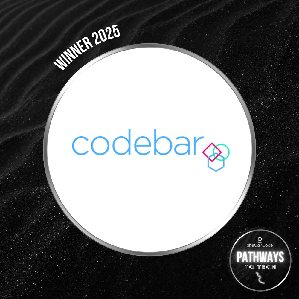 SheCanCodeHQ's tweet image. 🎉 Congratulations to codebar, a 2025 Pathways to Tech Award winner!

codebar is creating inclusive spaces for underrepresented groups to learn programming - offering free workshops, mentorship, and a welcoming community.

👉 bit.ly/48aJoyL