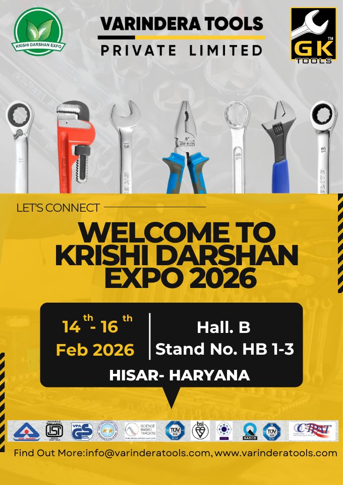 Varindera_Tools's tweet image. 🔧 VARINDERA TOOLS at Krishi Darshan Expo 2026!

Join us in Hisar, 14–16 Feb 2026.
Discover premium hand tools &amp;amp; power tool accessories built for strength and precision.
📍 Hall B | Stand HB 1-3
🌐 varinderatools.com

#KrishiDarshanExpo #VarinderaTools #GKTools