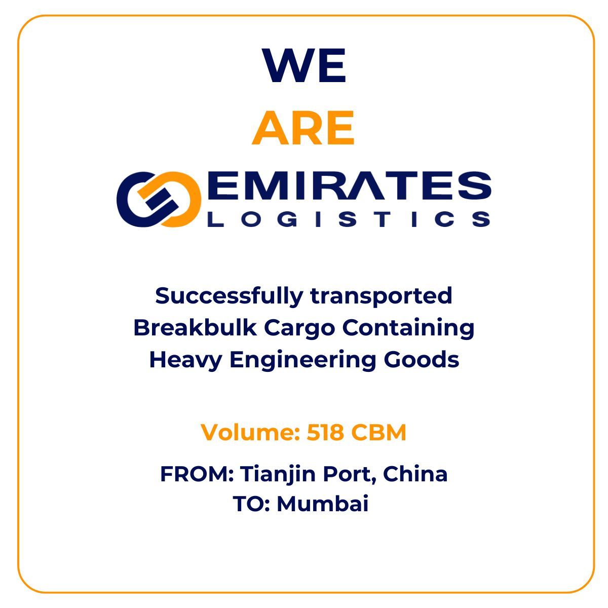 EmiratesLog's tweet image. In July 2025, our project logistics team delivered once again — managing the end-to-end movement of 518 CBM of heavy engineering breakbulk cargo from Tianjin Port to Mumbai.

This is what reliable logistics looks like.

#EmiratesLogistics #ProjectSuccess #BreakbulkExperts