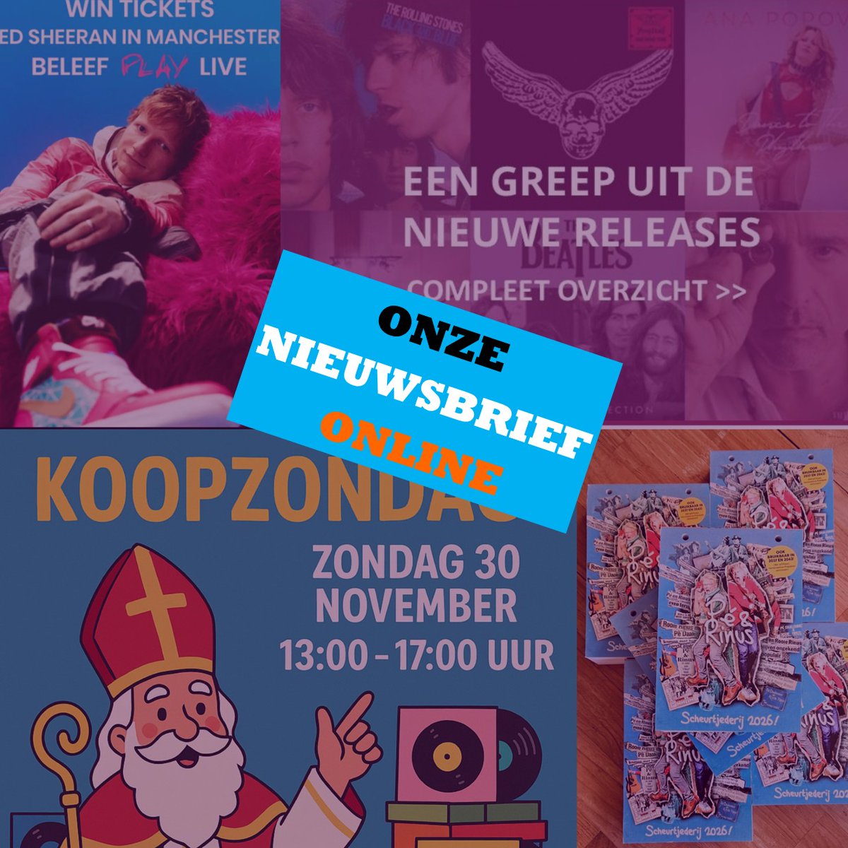 📬 Er is weer een verse nieuwsbrief de deur uit!
Met o.a. nieuwe en verwachte releases, een geweldige Ed Sheeran-winactie, leuke kalenders (o.a. de Pé &amp; Rinus scheurkalender), info over de koopzondag én meer.
👉 Lees ‘m hier online:
mailchi.mp/6b7f9edaab42/e…