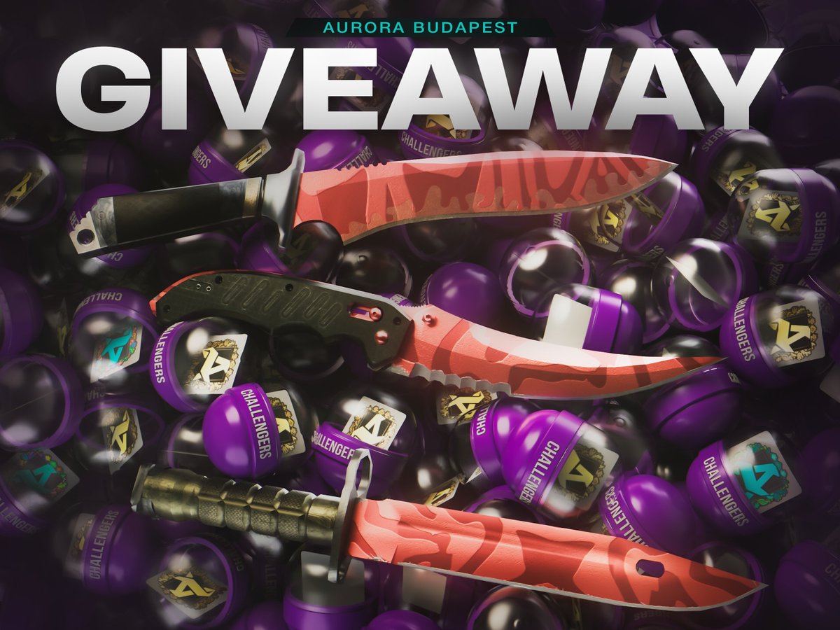 AuroraCS2_GG's tweet image. AURORA BUDAPEST GIVEAWAY 🔥

$1500 in prizes for 13 winners with 3 Slaughter knives and 500 Major capsules 🤯

🎟️ All you need to do is:
• Follow @AuroraCS2_GG 
• Like &amp;amp; Repost
• Tag a friend in replies

Winners will be announced at 15.12 🏆
