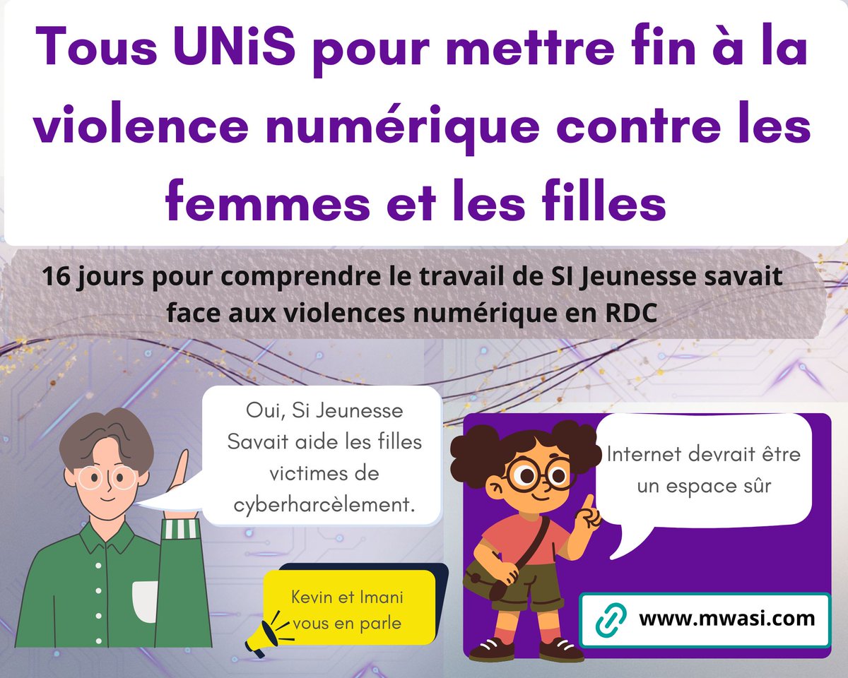 #16Joursdactivismes contre les #vbg
Cette année l'accent est mis sur la lutte contre les violences numériques.
Dans cette série, Si jeunesse savait vous parle de ses activités et réalisations dans la lutte contre les violences numérique.
Rejoignez nous dans cette campagne pour un