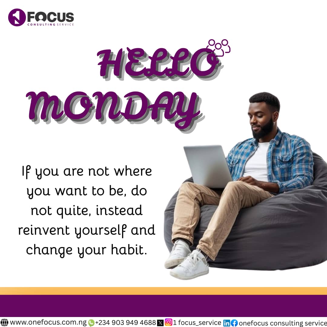 Don't wait for change, create it! 
 Reinvent yourself and unlock your potential! 💥 You are capable of greatness, break free from limitations, and achieve extraordinary things, believe in yourself, and make your dreams a reality today!
#MondayMotivation
#Onefocus