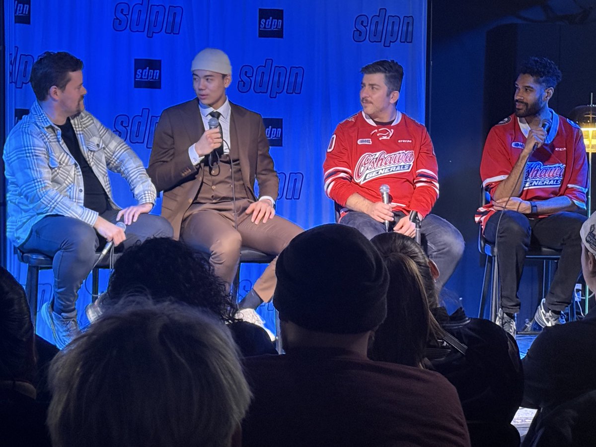 sdpnsports's tweet image. Huge thanks to everyone who came out to last night’s Gens game and live #SDP!

And a huge shoutout to the @Oshawa_Generals for hosting us and Simon Wang and Sam Roberts for joining us on the show! #GensNation