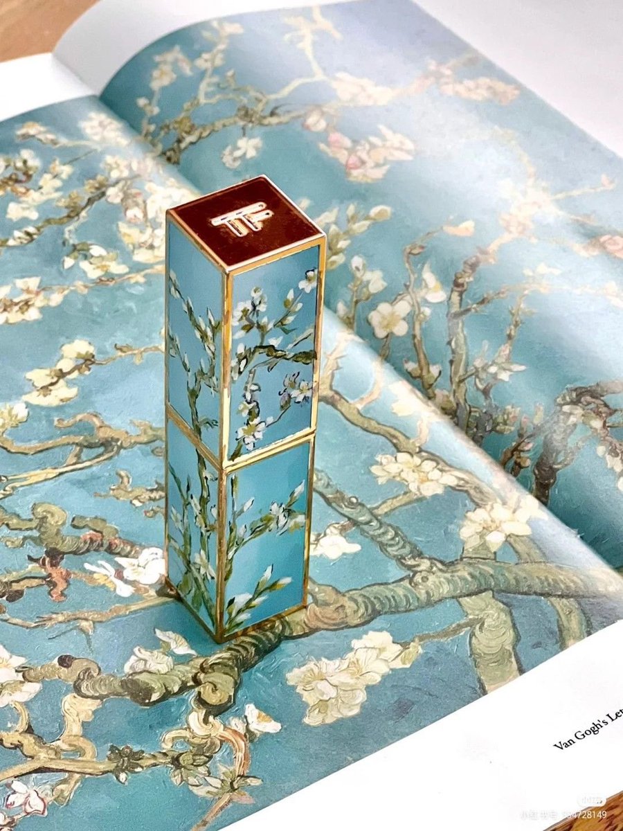 lavieestbelIe's tweet image. Lipstick packaging design inspired by Vincent van Gogh's painting, Almond Blossom