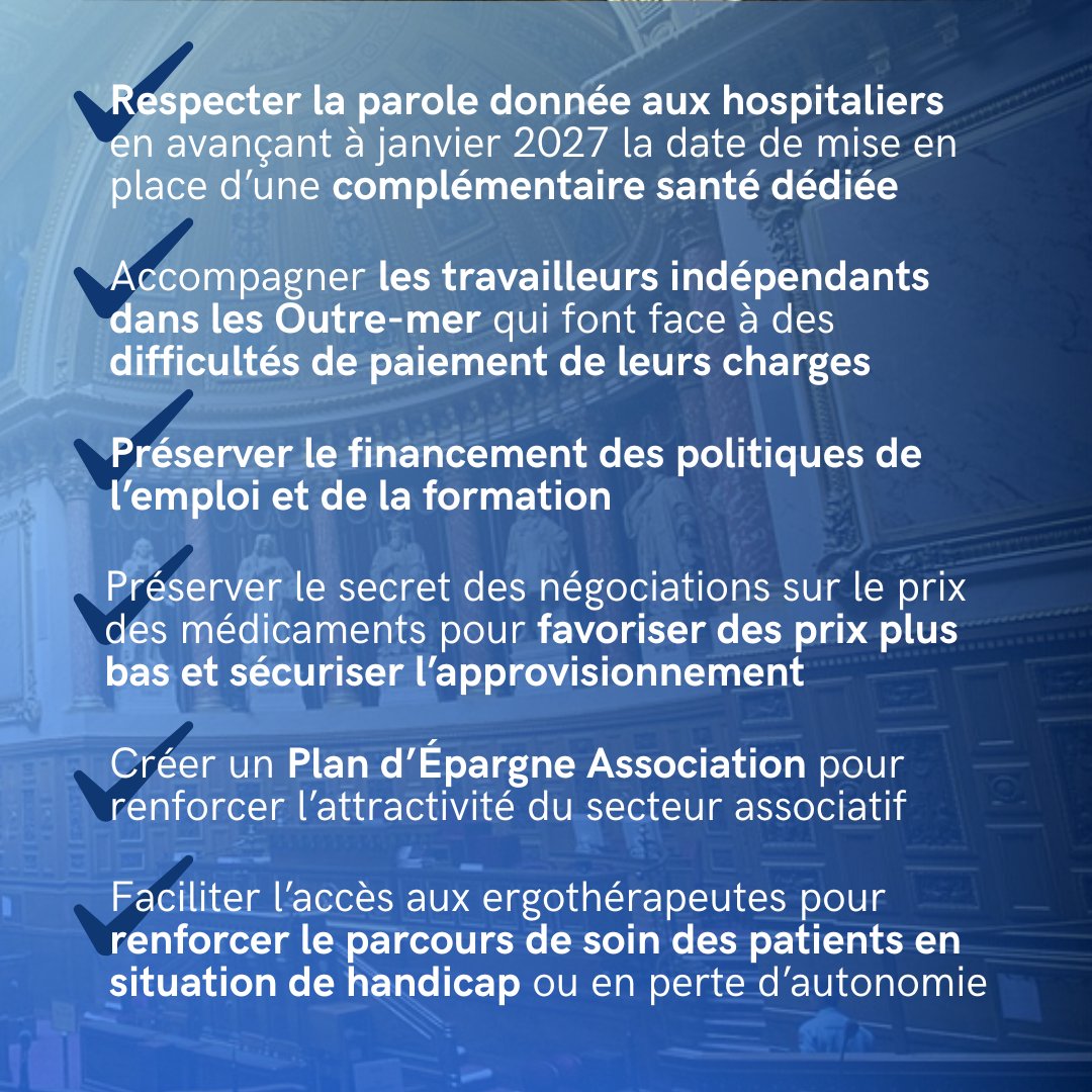 ✅ Les débats du #PLFSS2026 continuent au #Senat avec des amendements du groupe adoptés !