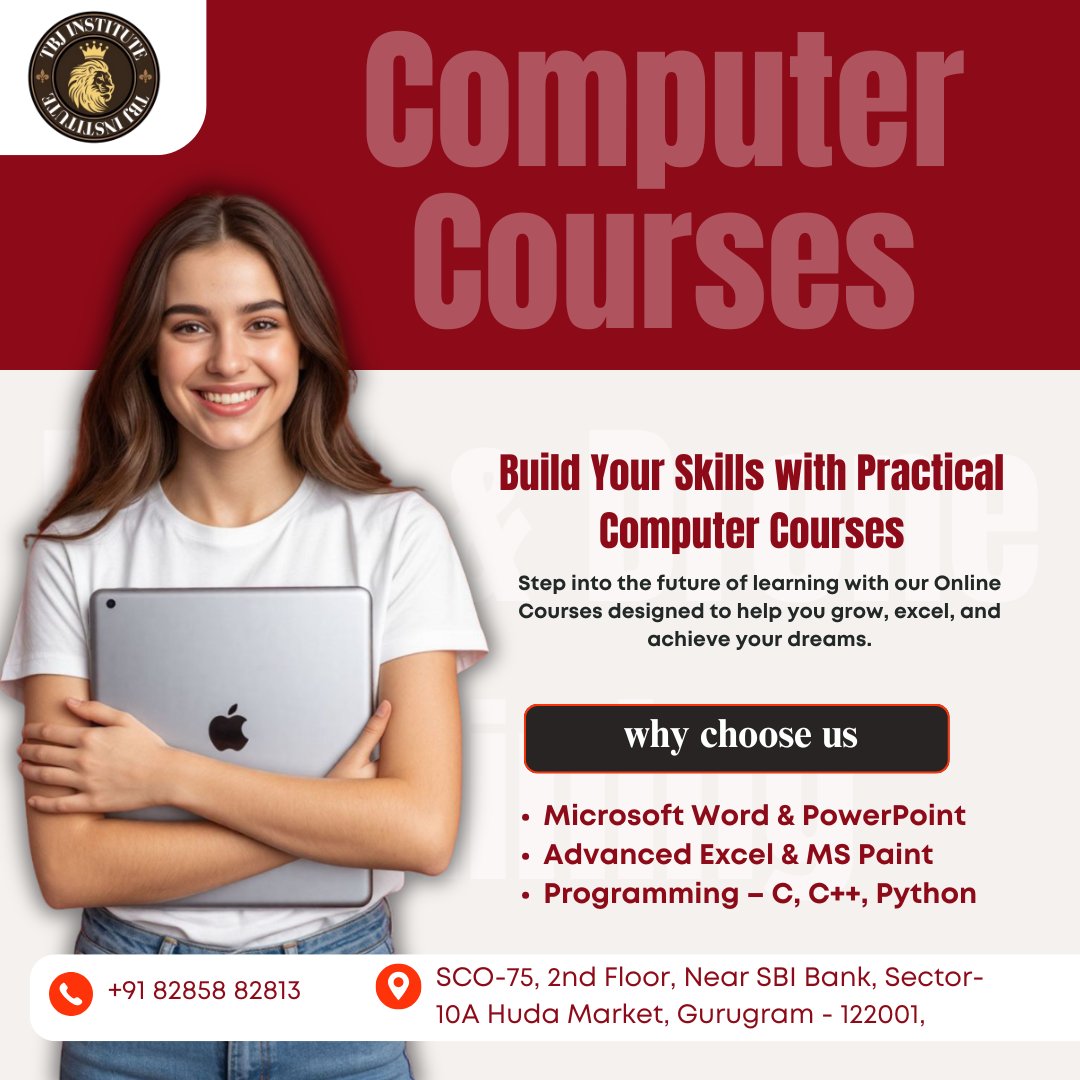 Tbj_Institute05's tweet image. #ComputerTraining #MSOffice #AdvancedExcel #MSWord #PowerPoint #MSPaint #Programming #CProgramming #CPlusPlus #PythonTraining #JobReadySkills #LearnCoding #ComputerCourses 
Phone: +91 82858 82813, +91 89013 68046
📍 SCO-75, 2nd Floor, Near SBI Bank, Sector-10A, Huda Market
