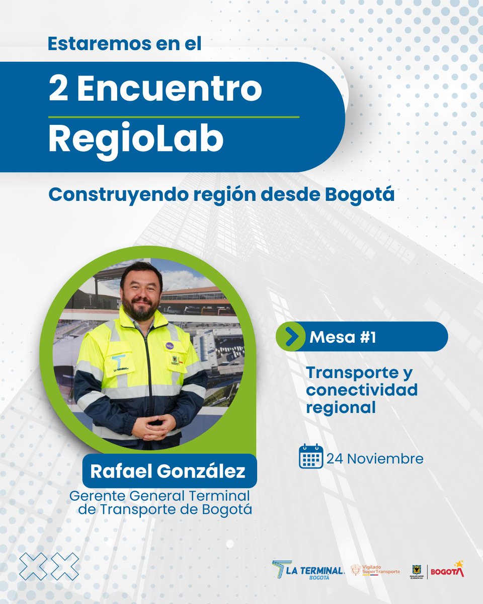TerminalBogota's tweet photo. Hoy nuestro Gerente, @rafaelgonza1ez, participa en el 2° Encuentro #RegioLab 'Construyendo región desde Bogotá' de @planeacionbog.

Un espacio donde sectores públicos, privados, academia y comunidad se unen para transformar retos en proyectos reales.

🧵👇🏻 https://t.co/Jvd9EIGgfw