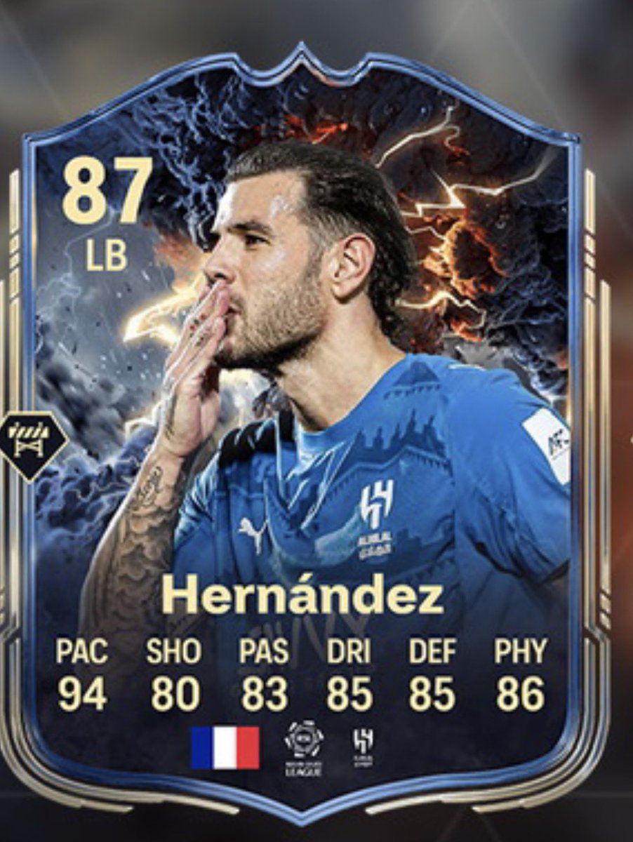 🚨Theo 🇫🇷 is added to come as THUNDERSTRUCK PLAYER SOON🔥⚡️

Stats are prediction 👀

Follow <a href="/FutSheriff/">Fut Sheriff</a> ✅ #FC26