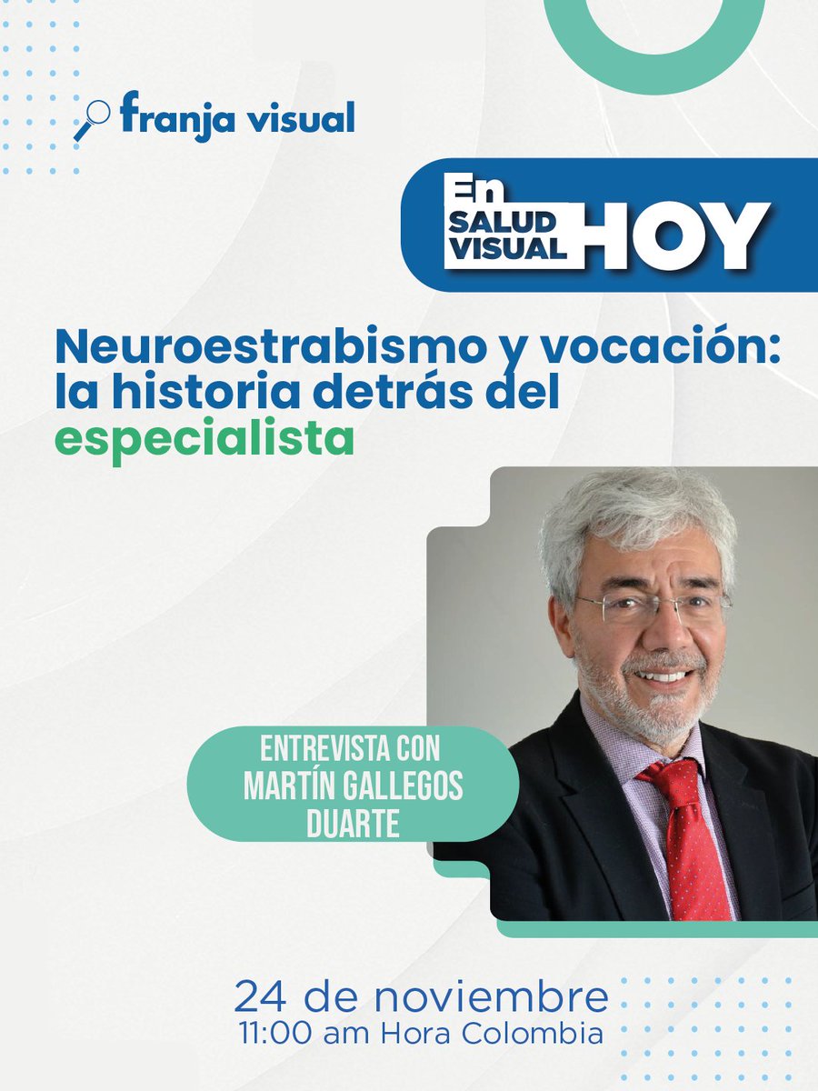 FranjaVisual's tweet image. #Webinar Martín Gallegos Duarte compartirá cómo su trayectoria profesional y humana ha influido en su forma de comprender y abordar el neuroestrabismo.

Únete hoy con #SVH a las 11 a.m. (Hora Col)

🔴 Transmisión en vivo: YouTube TVFranja
🔁 Retransmisión: 7:00 p.m por linkedin.