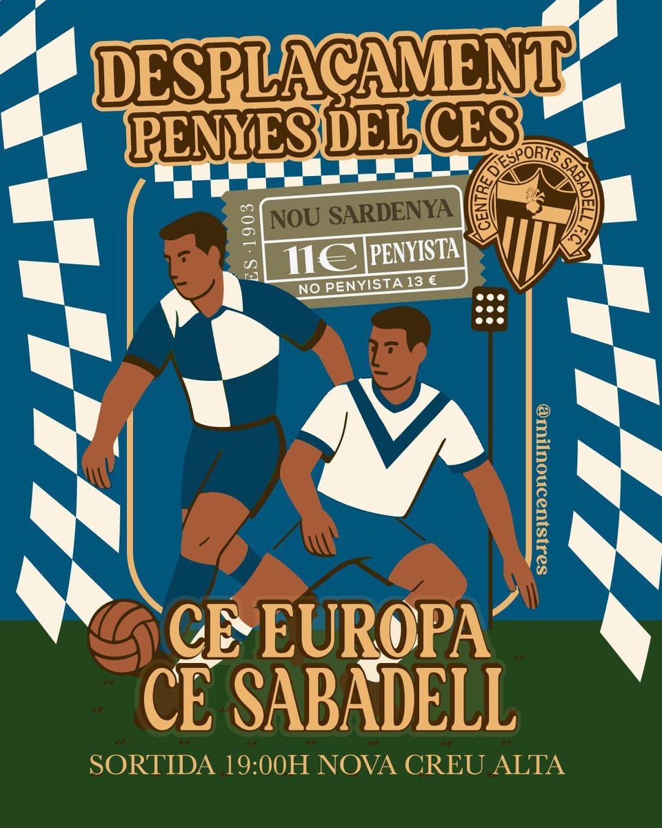 CESabadell's tweet image. 🚌 Acompanya a l’equip al Nou Sardenya!

🔝 Les penyes i el club organitzen autocars per al partit de divendres!

🎟️ 11€ per als penyistes i 13€ per als no penyistes

🏟️ Ja disponibles a oficines i a les seus de les penyes!

#AMQM