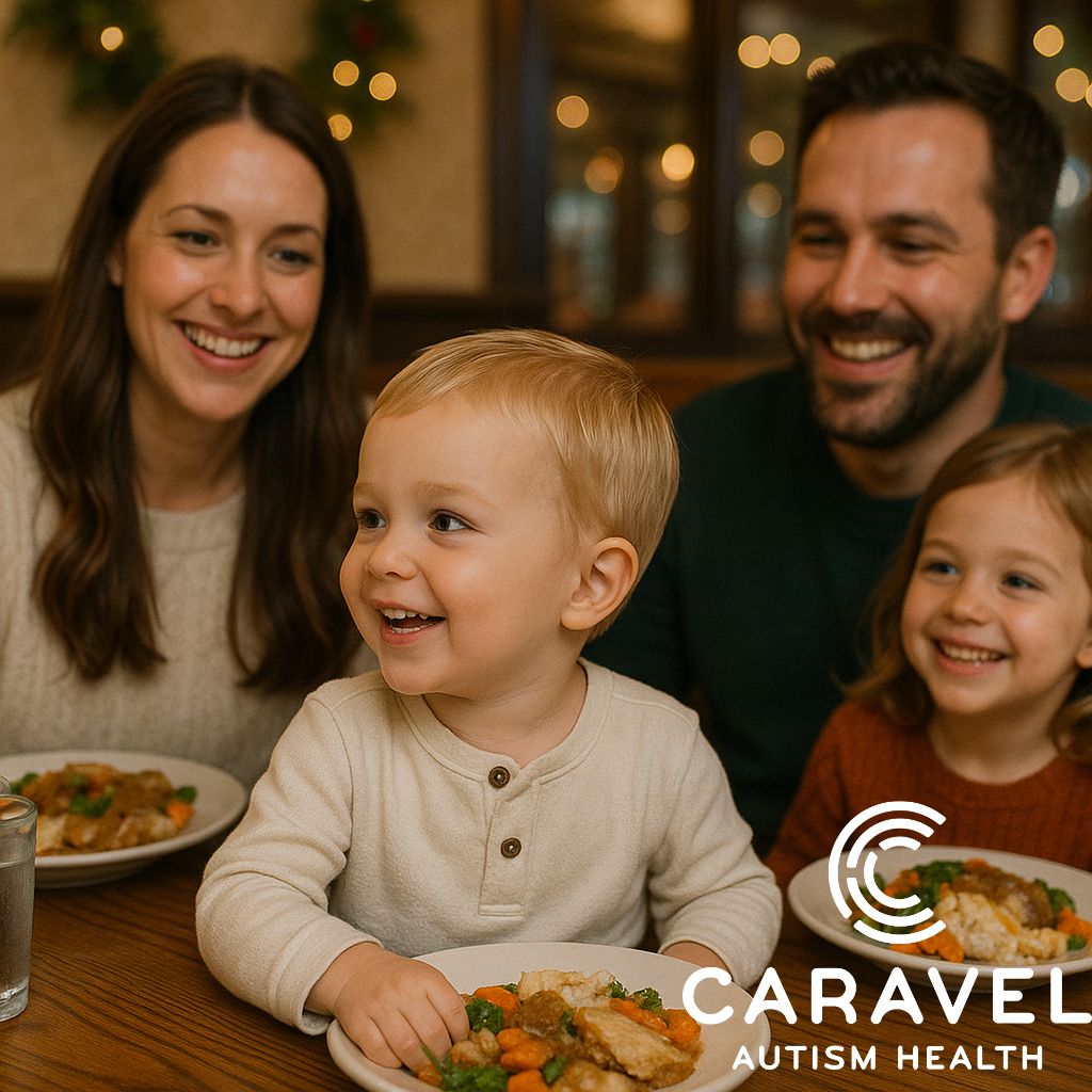 CaravelAutism's tweet image. Holiday week often means at least one restaurant meal. For some families that sounds fun. For others, it sounds like managing big feelings, wiggly bodies, and a lot of waiting.

If you are eating out with kids, a few small shifts can make things smoother:
💙Go at a quieter time.…