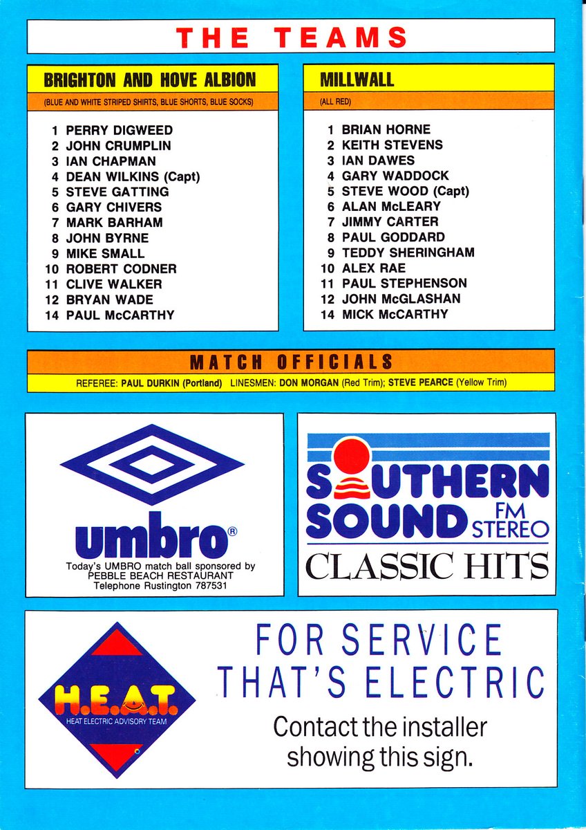 On this day 1990, #BHAFC and #Millwall draw 0-0 at The Goldstone in Division Two, a result that keeps us 9th in the table. 9,638 are there. seagullsprogrammes.co.uk