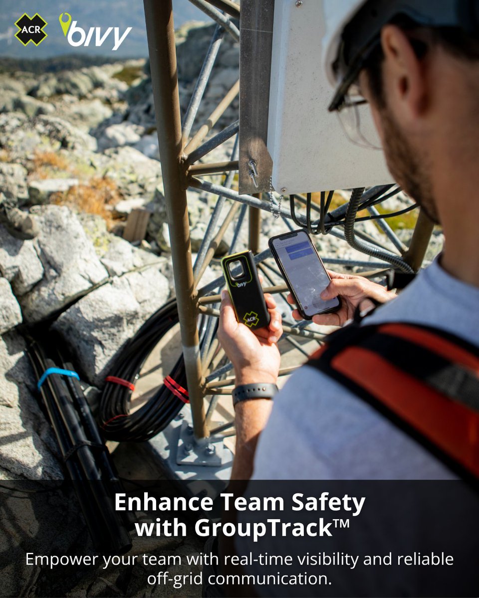 ACR_Bivy's tweet image. Your crew depends on communication to stay efficient and safe.📡  
GroupTrack™ delivers real-time visibility and reliable off-grid connectivity, helping teams coordinate seamlessly — wherever the job takes them.

#Bivy #SatelliteTechnology #TeamConnectivity #OperationalSafety