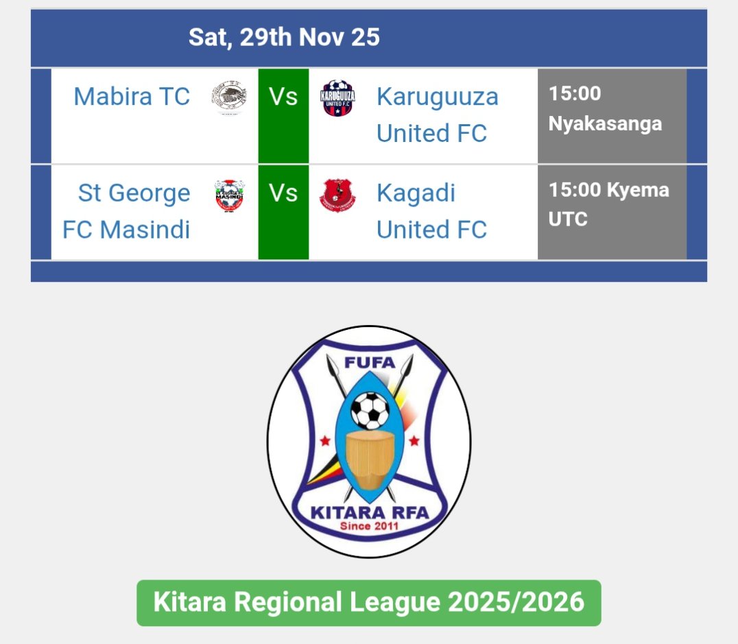 Yangmc5's tweet image. Next Kitara Regional League fixtures for 2025/2026 season