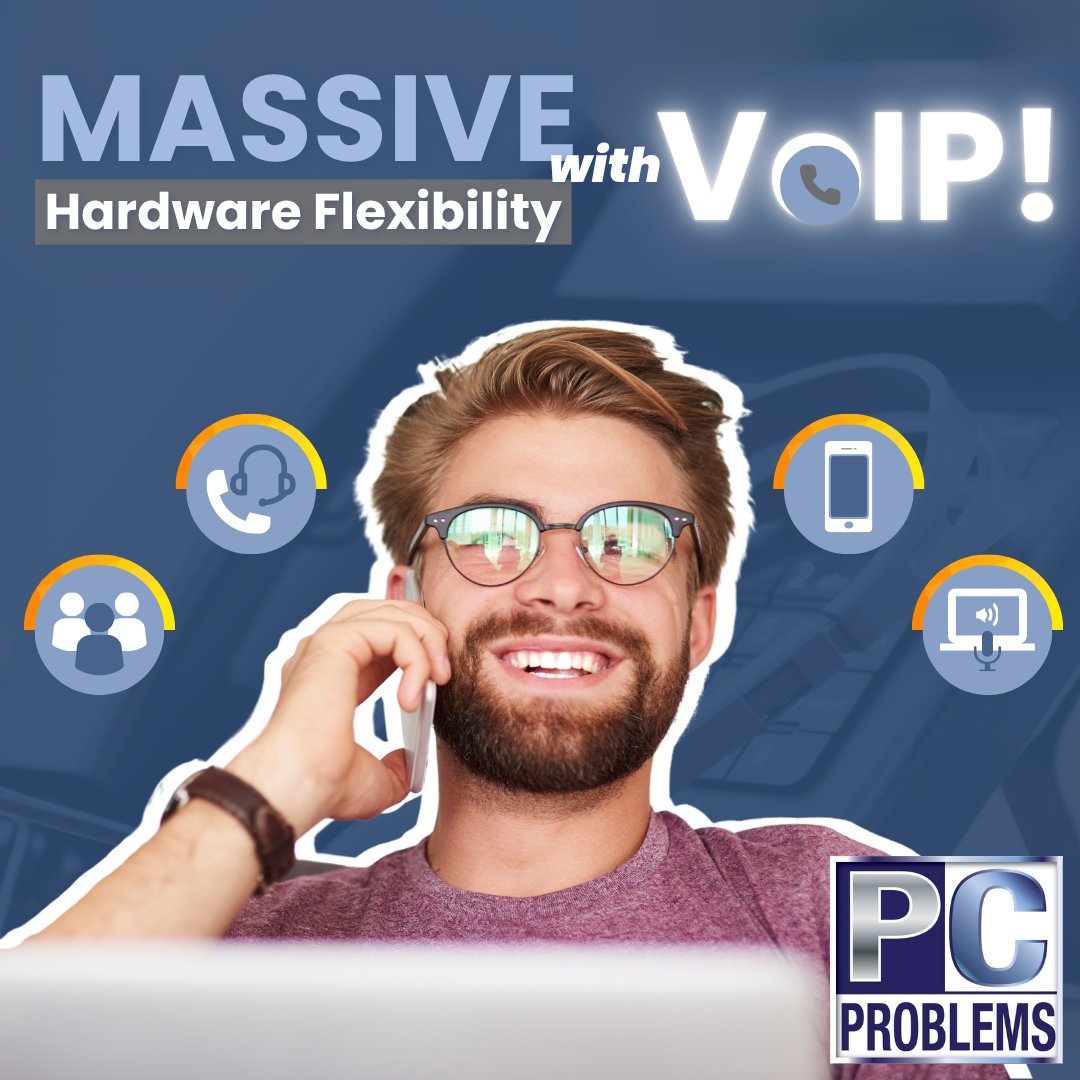 pcproblems_nj's tweet image. Ready to cut the cord? 📞 With VoIP, your hardware options expand beyond the desk, work from your computer, smartphone, or headset with ease. Visit pcproblems.com to explore flexible VoIP solutions for your business.

#PCProblems #VoIP #BusinessCommunication #TechSolutio