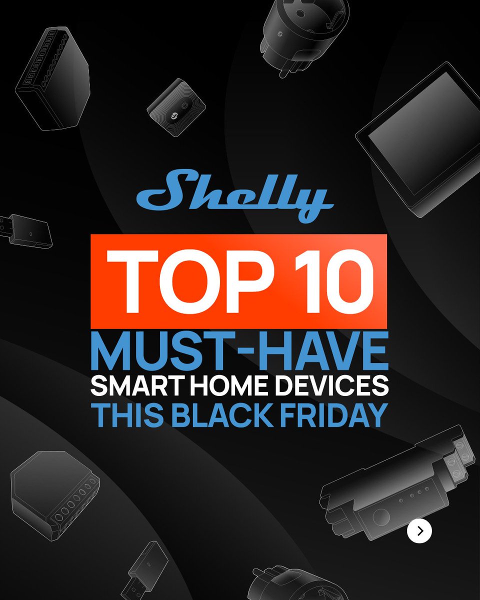 shelly_IoT's tweet image. Not sure where to start with the Black Friday shopping? We’ve got you. 😎

🔥 Check out our Top 10 Shelly devices to shop this Black Friday - from smart home control to energy-saving devices. Get inspired now and shop smart: shelly.link/BF-Top10-X 

#ShellyTop10 #BlackFriday