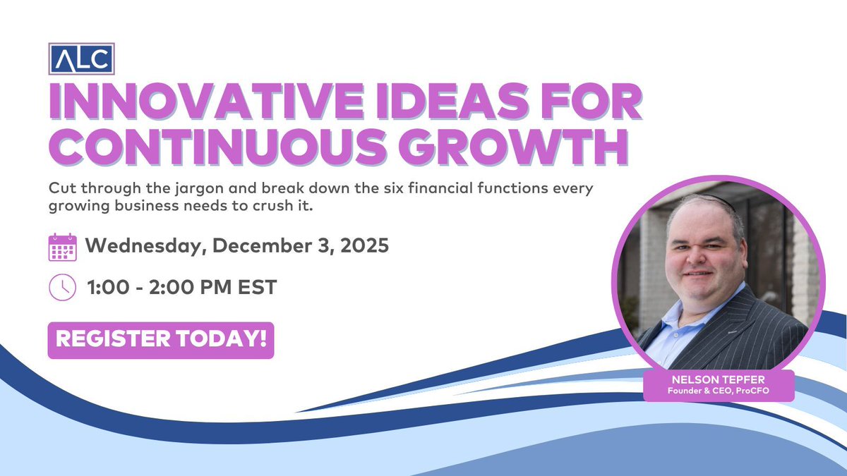 ALC_US's tweet image. Financial jargon = decoded. ✅

📅 Join us on December 3rd to discover the six essential financial functions that can take your business from surviving to thriving.

Reserve your spot today in our next webinar: Innovative Ideas for Continuous Growth.
alcus.org/events/EventDe…